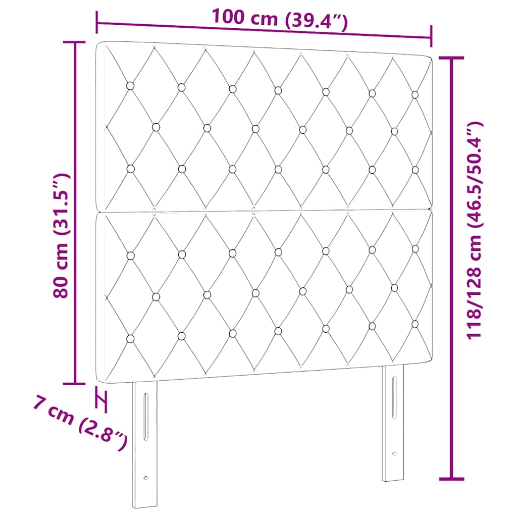 LED Headboard with LED Strip Lights Dark blue 100 cm Velvet